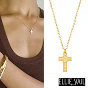 ELLIE VAIL 邁阿密防水珠寶 迷你鑲鑽十字架項鍊 金色簡約項鍊 Wyatt Mini Cross