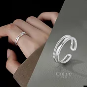 【Gulicc】戒指 簡約縷空線條雙層戒 (可調式戒圍)