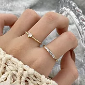 【Gulicc】戒指 輕奢方晶 愛心 雙戒 (可調式戒圍)