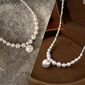【Gulicc】項鍊 不規則碎銀子珍珠項鍊 40cm