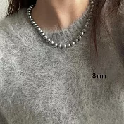 【Gulicc】項鍊 高級感銀灰 珍珠項鍊 (8mm)