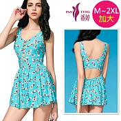 PanTyng潘婷 加大連身萊克泳裝 湖綠雅致(M-2XL)82637 L號