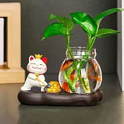 Kiyodo招財貓水培植物擺件-2組