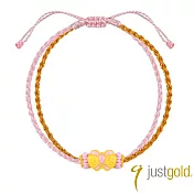 【Just Gold 鎮金店】甜蜜緞彩-蝴蝶結 黃金手繩(網路限定)