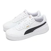 Puma 休閒鞋 Carina 3.0 女鞋 白 黑 皮革 復古 餅乾鞋  40036503 23cm WHITE/BLACK