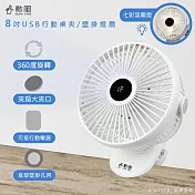 【勳風】USB行動DC風扇/電風扇/夾扇/壁掛扇 (HFB-S0007) 360度轉頭/Type-C