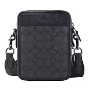 COACH Sullivan經典PVC拼接皮革直式斜背包- 黑灰