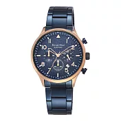 Roven Dino羅梵迪諾 捍衛戰士時尚腕錶-玫瑰金X藍大