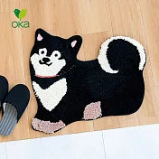 【日本OKA】FUND!T 可愛動物造型可水洗家居地墊- 黑柴犬