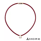 &MORE愛迪莫 Star 恆星鈦鍺項鍊(白鋼玫瑰金母貝×負離子·遠紅外線 舒壓保健男女情侶禮物) S  玫金+紅色
