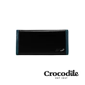 【Crocodile】鱷魚皮件 真皮長夾 男生皮夾 單鈔13卡 多置物隔層 Smooth系列-0103-11801 黑色