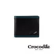 【Crocodile】鱷魚皮件 真皮短夾 中性皮夾 4卡雙鈔 釦式零錢袋 Smooth系列-0103-11803 黑色
