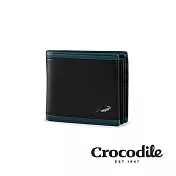 【Crocodile】鱷魚皮件 中性真皮短夾 單鈔 3卡夾 隱藏式鈔票夾層 Smooth系列-0103-11805 黑色