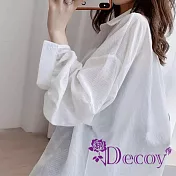 【Decoy】法式百搭 薄款微透雪紡襯衫罩衫外套/ 白色