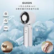 【GUXON】巧冰扇 / 充插兩用冰敷扇手持USB風扇/DC扇/掛脖扇/桌扇(GXFAN01)可立可折疊/100段速/附掛繩-  星霧銀