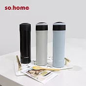 【so.home】雙層不鏽鋼玻璃內膽保溫杯 400ml(環保杯/飲料杯/保冰/保溫/隨行杯) 黑色