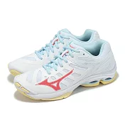 Mizuno 排球鞋 Wave Voltage 2 女鞋 白 藍 波浪片 室內運動 羽排鞋 美津濃 V1GC2460-30 23.5cm WHITE/BLUE