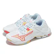 Mizuno 排球鞋 Wave Lightning Z8 女鞋 白 彩 包覆 避震 室內運動 羽排鞋 美津濃 V1GC2400-30 26cm WHITE/MULTI COLOR