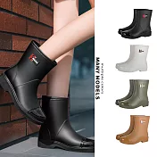 【Amoscova】時尚四季款中筒防滑雨靴 雨鞋(1728) EU37 黑色