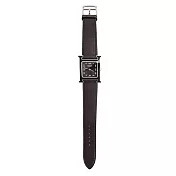 Hermes 愛馬仕 Heure H小牛皮全黑琺瑯框石英女仕腕錶(黑/26mm)