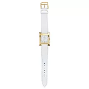 Hermes 愛馬仕 Heure H 小牛皮金框石英女仕腕錶(白金/21mm)