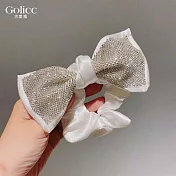 【Gulicc】髮圈 韓國滿鑽蝴蝶結髮圈 (白)