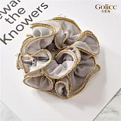 【Gulicc】髮圈 歐美款珍珠燙金邊大腸圈髮圈 (金邊灰色)