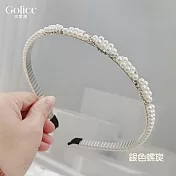 【Gulicc】髮箍 可愛小公主氣質珍珠頭箍 (銀色螺旋)