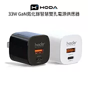 【Hoda】33W GaN氮化鎵智慧雙孔電源供應器 / 極速智能充電器 白色