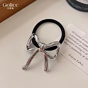 【Gulicc】髮圈 簡約蝴蝶結 氣質甜心髮圈 (銀)