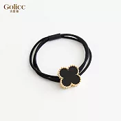 【Gulicc】髮圈 法式 復古氣質四葉草髮圈 (經典黑)
