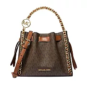 MICHAEL KORS 滿版LOGO造型皮革鍊包 咖啡