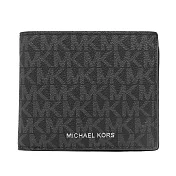 MICHAEL KORS 滿版LOGO防刮PVC皮革短夾 黑灰
