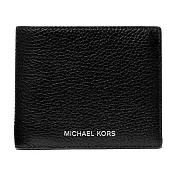 MICHAEL KORS 燙字LOGO荔枝紋皮革短夾 黑