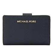 Michael Kors 素色防刮十字紋皮革中夾 黑