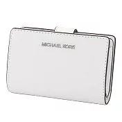 Michael Kors 素色防刮十字紋皮革中夾 亮白色