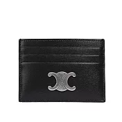 CELINE TRIOMPHE 銀釦亮面牛皮6卡卡片夾/名片夾 (黑色)
