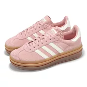 adidas 休閒鞋 Gazelle Bold W 女鞋 粉紅 白 膠底 麂皮 厚底 增高 愛迪達 JS3903