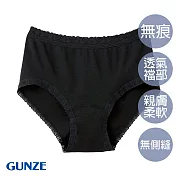 【日本GUNZE】中腰純棉蕾絲小褲 M 黑