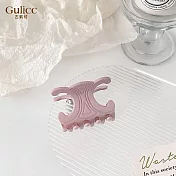 【Gulicc】髮夾 美拉德色系 凱旋門雙C髮夾 (灰粉色)