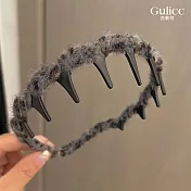 【Gulicc】髮箍 豹紋波浪髮箍 大齒不卡髮 (灰色)