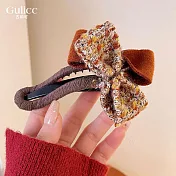【Gulicc】髮夾 蝴蝶結 毛呢 氣質大髮夾 (焦糖色)