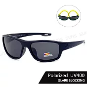 【SUNS】兒童偏光太陽眼鏡 輕量矽膠彈性運動休閒Polarized墨鏡 防眩光/抗UV400 S125 黑框黑腳
