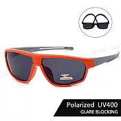 【SUNS】兒童偏光太陽眼鏡 輕量矽膠彈性運動休閒Polarized墨鏡 防眩光/抗UV400 S129 橘框灰腳