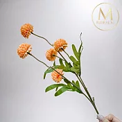 【Floral M】夏日繽紛圓舞曲蜜桃橙乒乓菊仿真花花材（1入組）