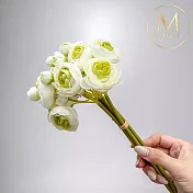 【Floral M】法式浪漫復古茶花開心果綠仿真花花材（6入組）