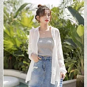 BJ COLLECTION 日系輕透雪紡防曬外套/上衣 BJC10018 FREE 白色