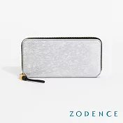 ZODENCE PAINTING進口真皮印象藝術拉鍊長夾  波光銀