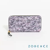 ZODENCE PAINTING進口真皮印象藝術拉鍊長夾  睡蓮紫