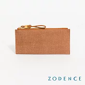 ZODENCE SHELL進口真皮貝殼紋理簡式長夾  暖駝